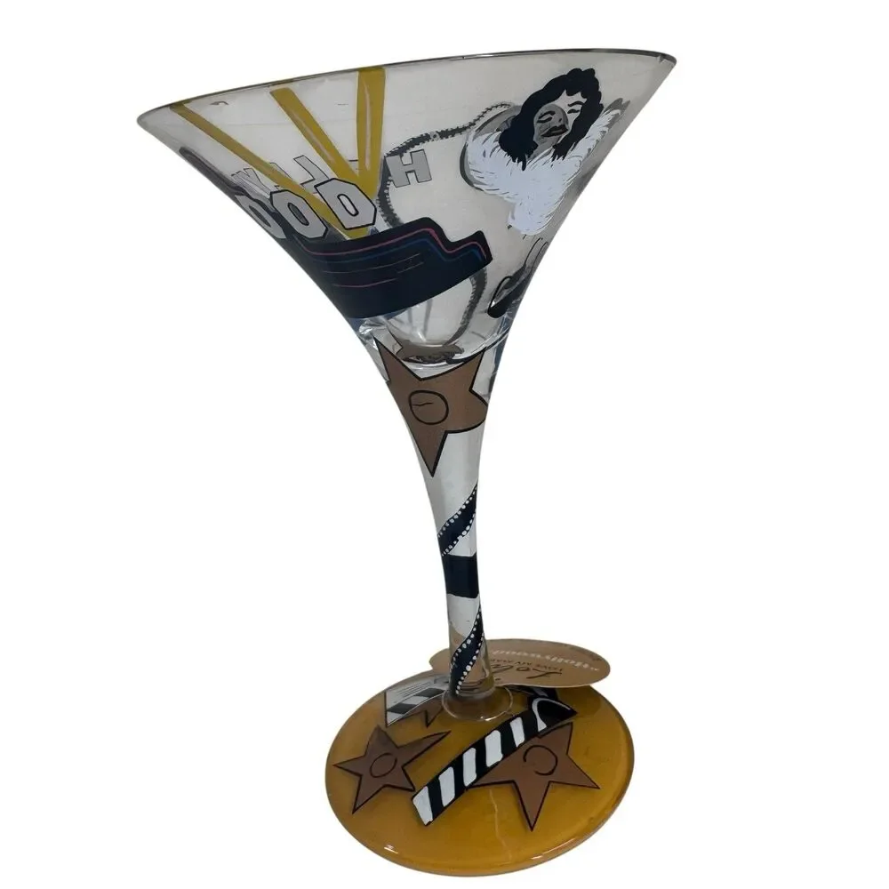 Lolita Hollywood-tini Hand-Painted Martini Glass with Recipe Movie 10oz Read
